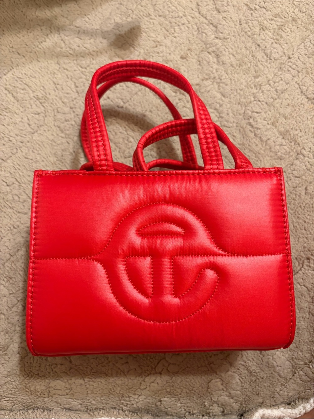 Telfar Small Red Puffer Handbag